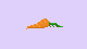 Lo-fi pixel art of an orange carrot on it's side with the greens laying to the right