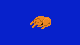 Lo-fi pixel art of a orange-tag dog sleeping curled up with its snout tucked by it's hind leg